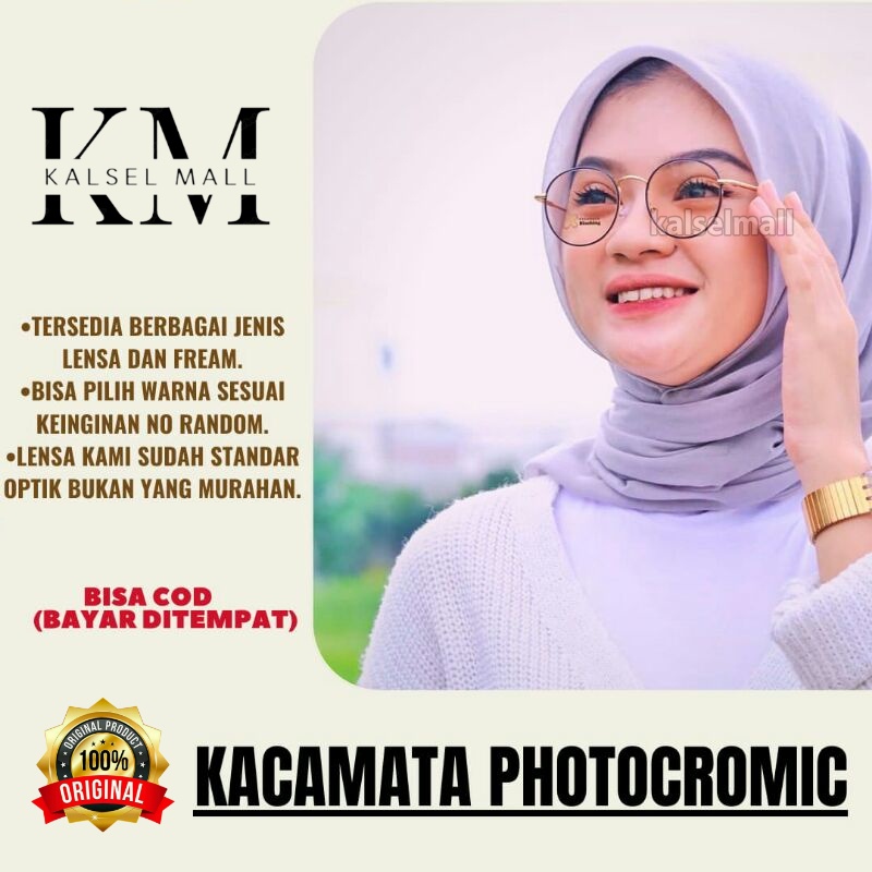 Kacamata Lensa Fotokromik /  Photocromic Lensa Berubah Warna Hitam Anti Radiasi Wanita Pria Cowok Fashion Korea Gaya Terbaru Besi Kotak Frame Kacamata Komputer Anti Silau Blueray Sinar Matahari UV400 Kaca Mata Optik Minus Plus FTK7