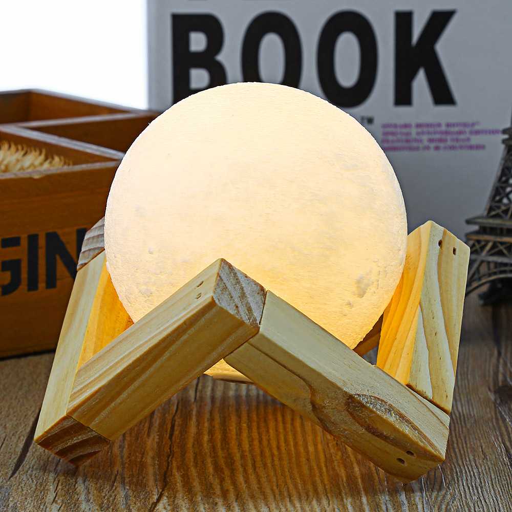 lampu tidur aesthetic 3d Meja pentol Printed Moon Night Light Table Rechargeable Lamp 12cm 15cm GS8