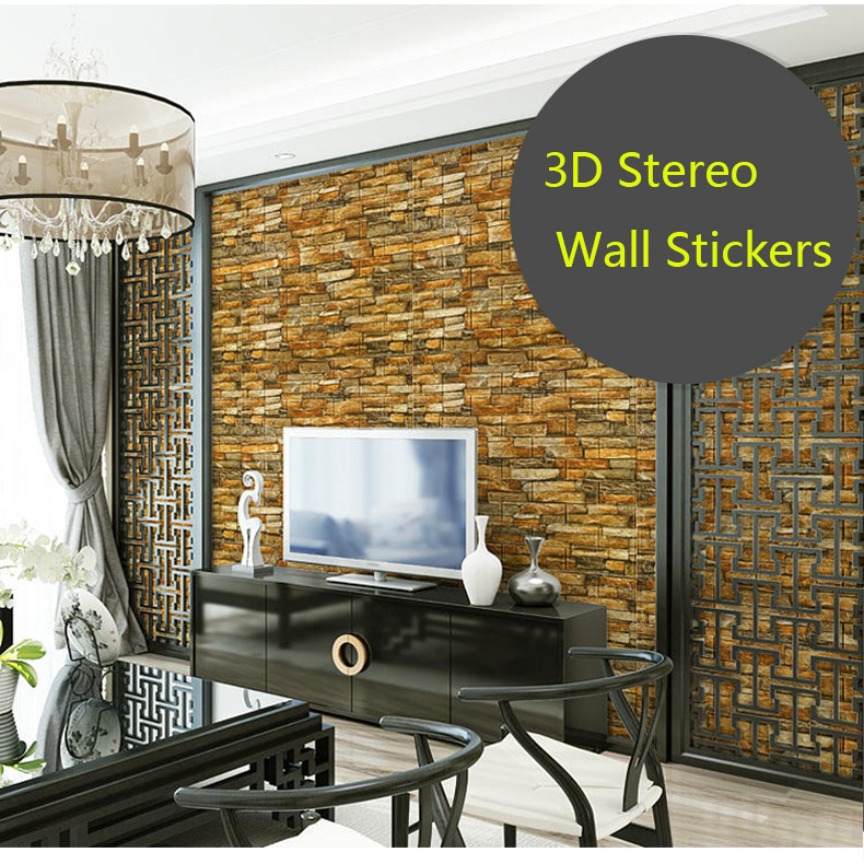 （COD）Promo!！ Wallpaper Dinding 3D Timbul Motif Batu Bata Murah / Dekorasi kamar Stiker Dinding for Bedroom-1