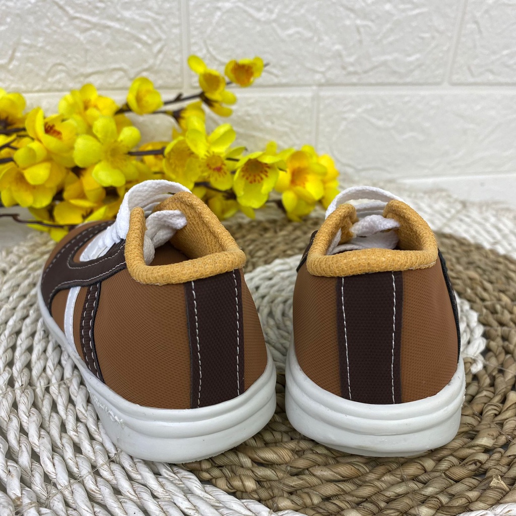 mandirishoesstore-SEPATU SNEAKER COKLAT GARIS ANAK LAKI 1 2 3 TAHUN FAY29