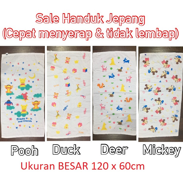 Sale Handuk Jepang Import 120x60 cm Cepat Menyerap, Tipis &amp; Lembut VC