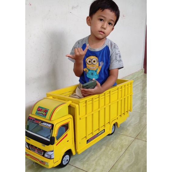 miniatur truk oleng kayu mobil mainan anak truck cold diesel HD L panjang  jumbo bisa dinaiki anak