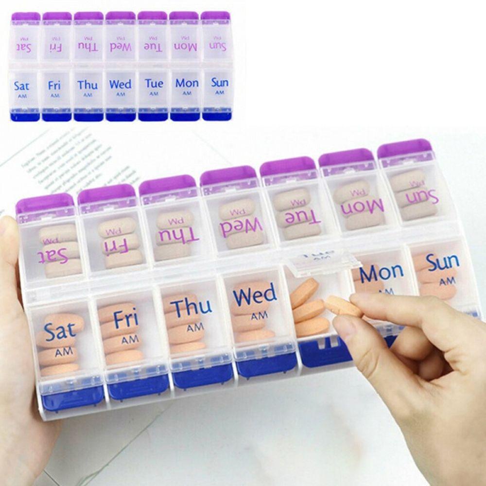 [Elegan] Push Button Pill Box Wadah Penyimpanan Tablet Unisex Nyaman Dispenser Pil Tahan Air Portabel