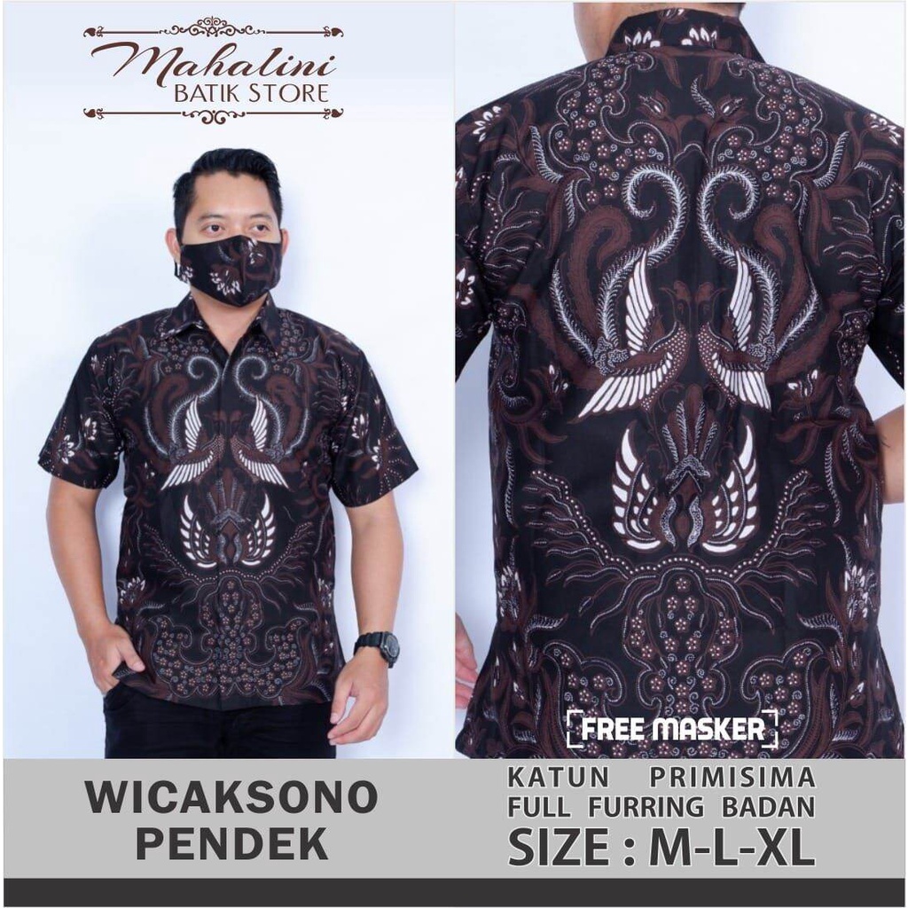 Baju batik lengan pendek warna hitam terbaru / hem batik keren warna hitam / batik kerja terbaru / kemeja batik pendek pesta / batik lapis furing hitam / batik pendek wicaksono