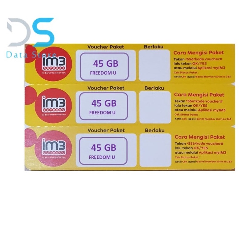 Voucher Indosat Freedom U 45 GB