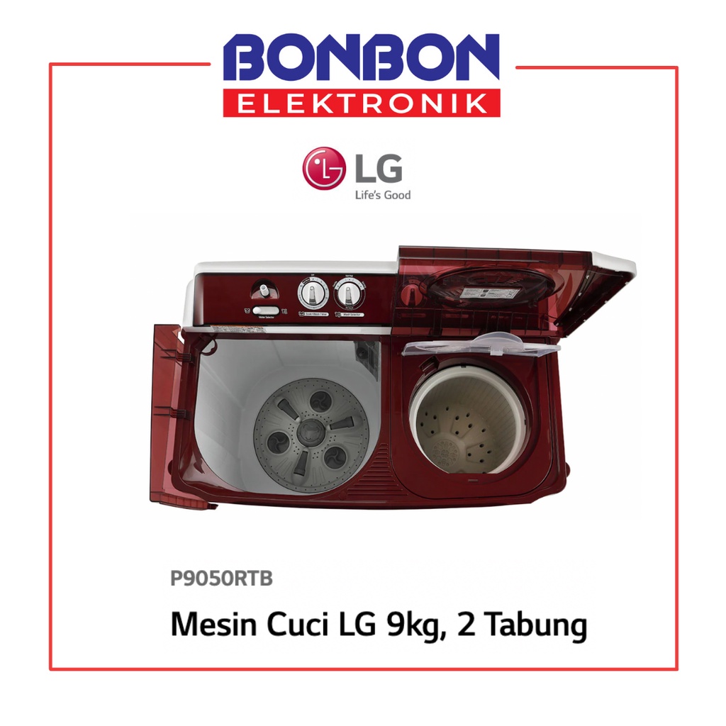 LG Mesin Cuci 2 Tabung 9KG P9050RTB / P 9050RTB / P 9050 RTB 9 KG