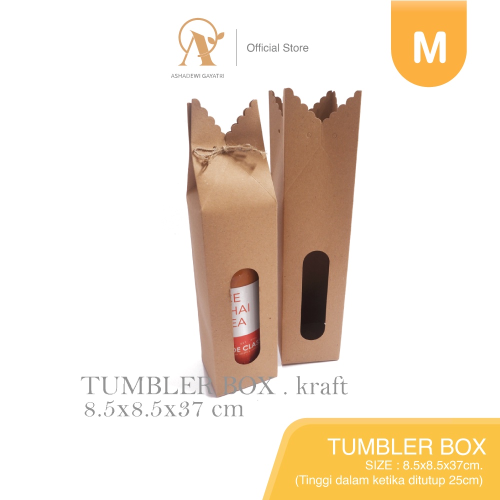 

Ashadewi Gayatri - Tumbler Box / Botol Souvernir Box 8.5x8.5x37cm - Brown Kraft