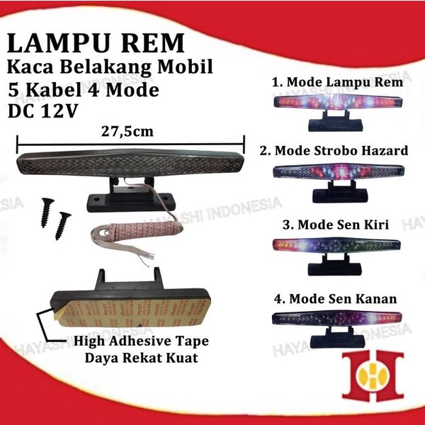 Lampu Rem Stop Belakang LED Brake Light Mobil Bis Truk Tempel Kaca