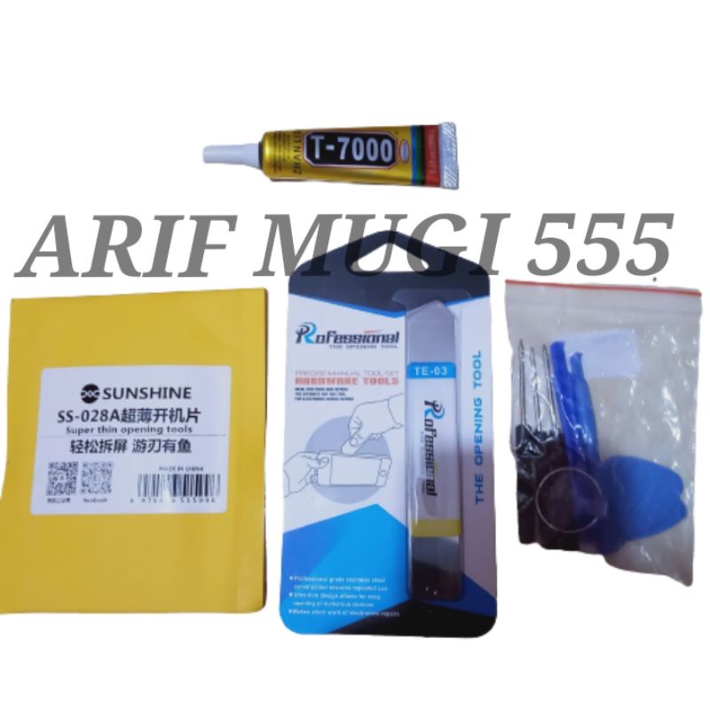 Obeng set alat servis 8 in 1+Lem T7000 15 Ml+Besi Congkel SS-028A+Besi Congkel TE-03 Original