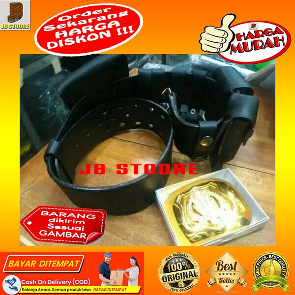 KOPEL KULIT SECURITY SATPAM TNI POLRI ASLI LENGKAP HITAM BANGKOL KILAP Murah