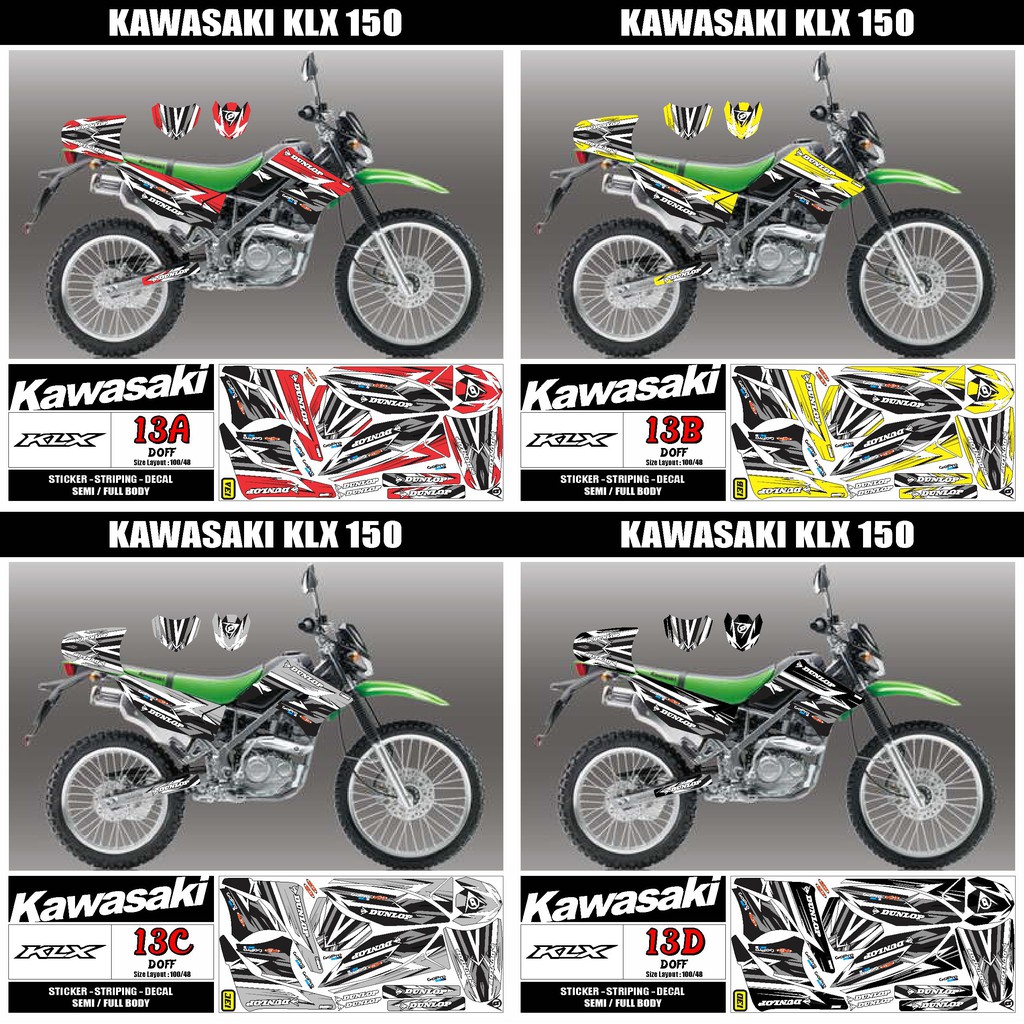 BISA COD DECAL SRIPING KAWASAKI KLX 150 OLD  VARIASI AR-13 DOFF SEMUA READI