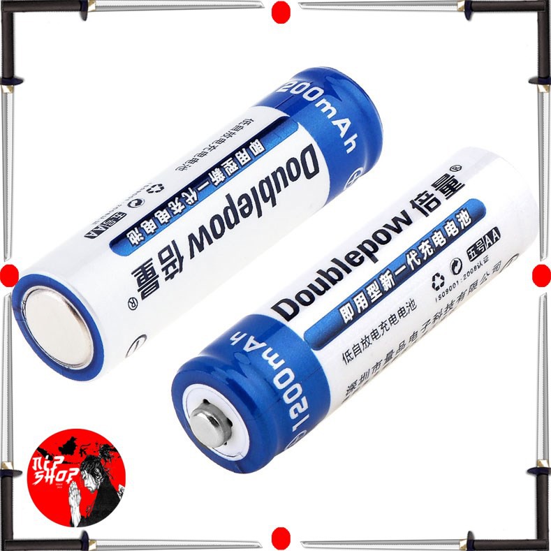 DOUBLEPOW Charger Baterai 4 slot AA/AAA + 4 PCS AA Battery 1200mAh