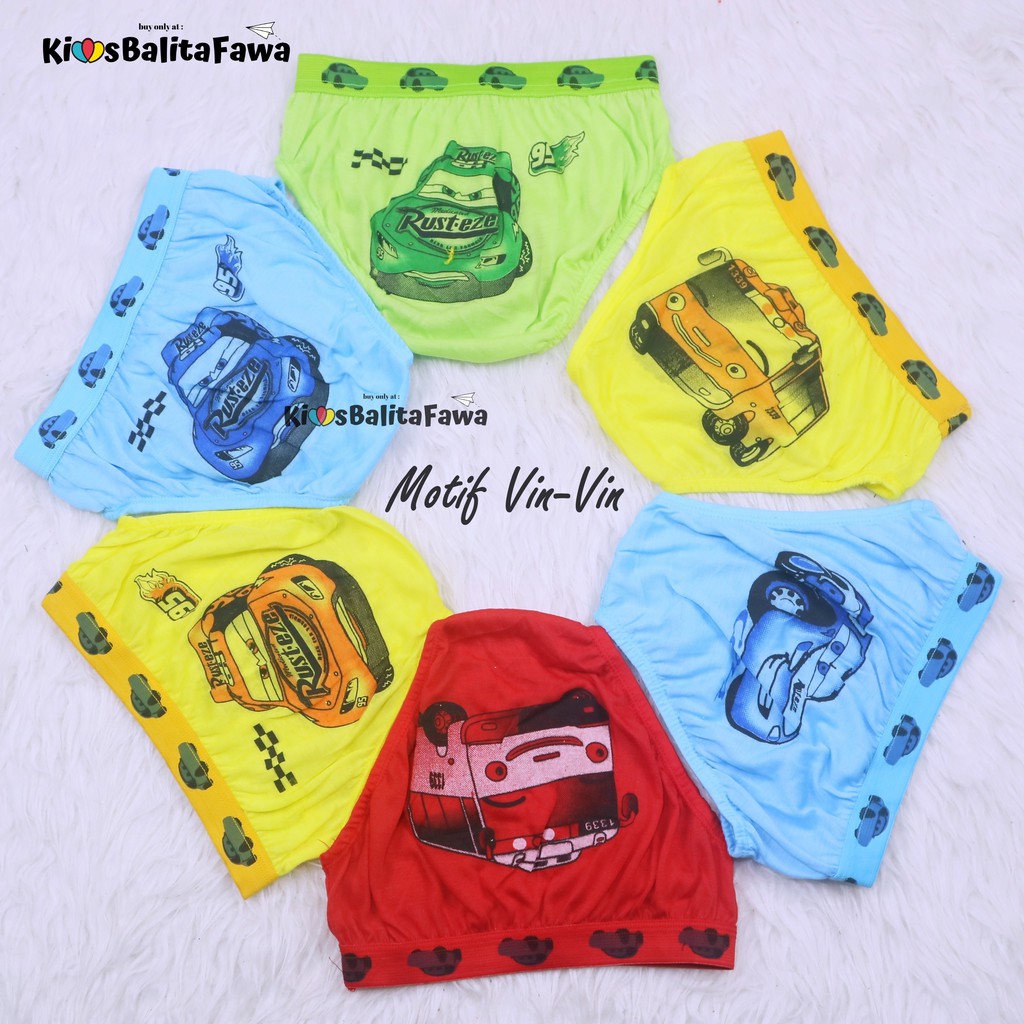 (ISI 6-12 PC) Celana Dalam 3-4 Tahun / Underwear Anak Laki Pakaian Dalam Bahan Katun