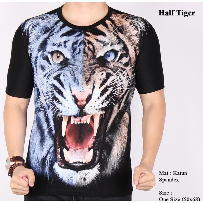 Baju Kaos Macan Harimau Tiger 3D Animal Binatang Satwa Pria