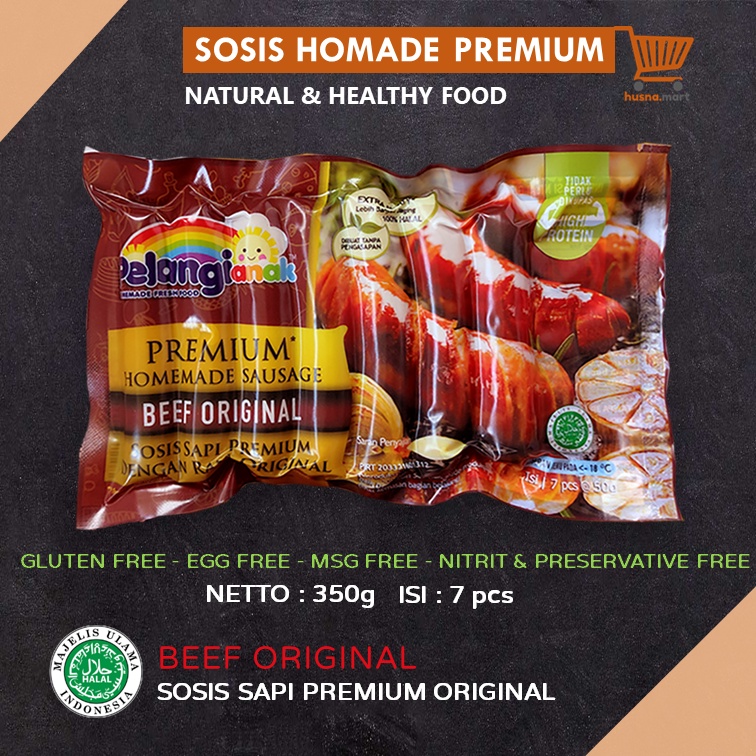 

Sosis Sapi Premium Original Pelangi Anak - Homemade Frozen Food - Alami Non Msg & Non Pengawet isi 7 Pcs