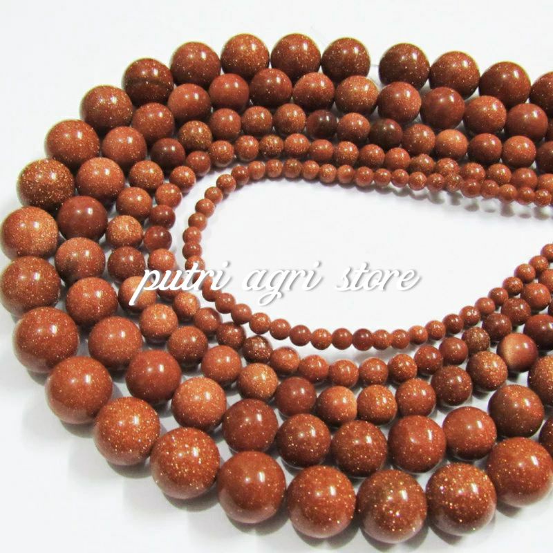 Bahan Craft Batu Alam Pasir Emas Untuk Membuat Gelang 4mm 6mm 8mm 10mm