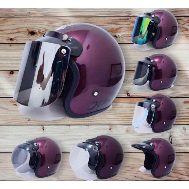 Helm jpn polos ungu terong glosy original SNI