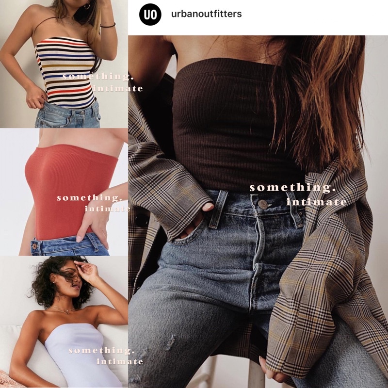Urban Outfitters UO Out From Under MJ Ribbed Tube Bodysuit Kemben Strapless Tank Top Dalaman Korset