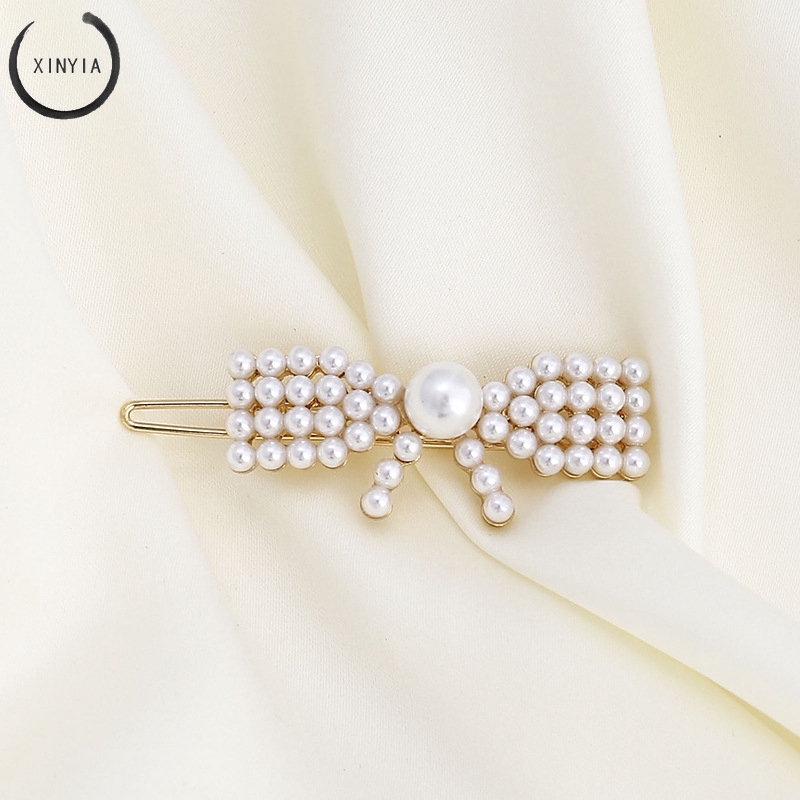 Jepit Rambut Elegan Aksen Mutiara Hairclip Hairpin Dengan