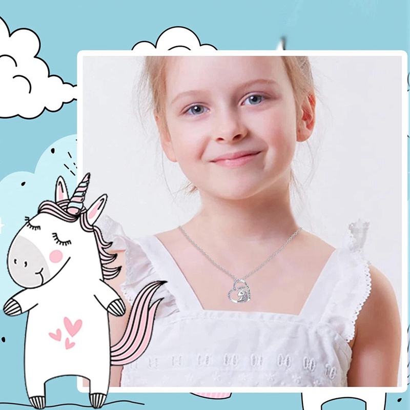 Kalung Rantai Liontin Unicorn Hias Berlian Imitasi Untuk Wanitahadiah