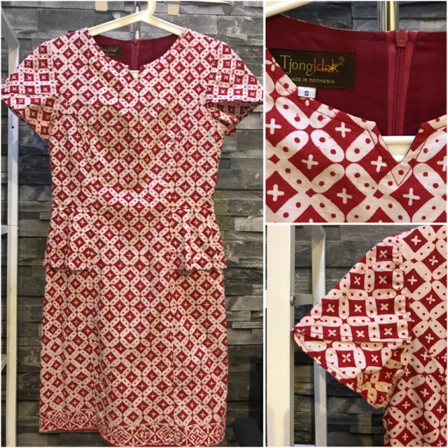 Preloved Peplum Dress Batik TJONGKLAK