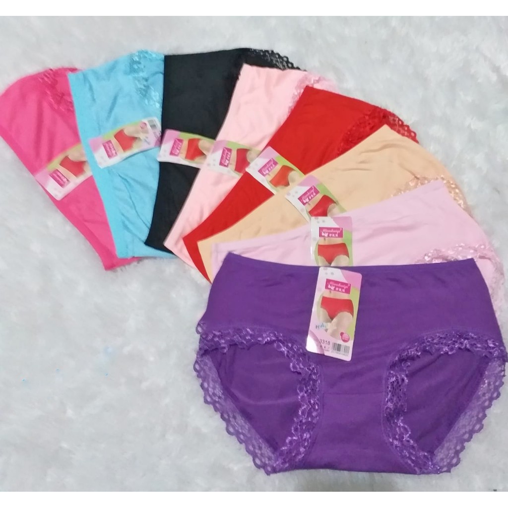 3 Pcs Celana Dalam Renda Wanita Dewasa - Model Brukat Size Kecil / Besar Mix Warna