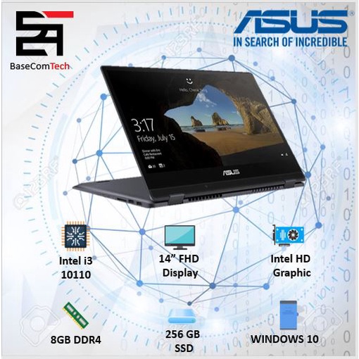 Asus Vivobook Flip TP412FA 2in1 Touch i3 10110 RAM 4/8 GB 256/512 ssd W10 14 inchi FHD Fingerprint-i3-10110 - 8GB/256GB