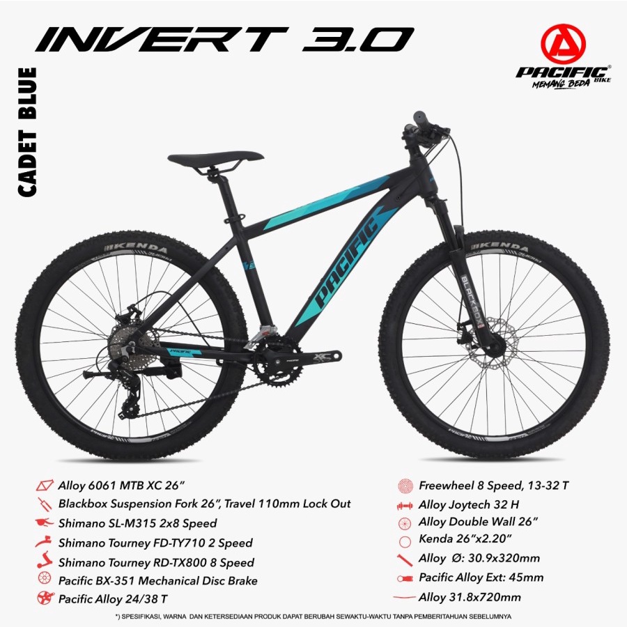 MTB 26 PACIFIC INVERT 2.0 21 SPEED INVERT 3.0 16 SPEED MTB 27.5 27,5 SPAZIO 500 16 SPEED SEPEDA GUNUNG ALLOY