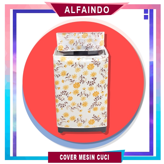 Alfaindo Cover Mesin Cuci Penutup Plastik Peva WMC003 Motif Bunga Kuning