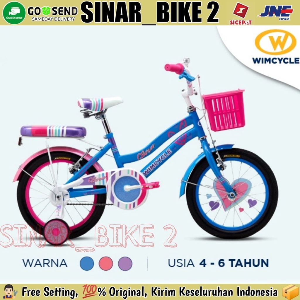 Sepeda Anak Perempuan 16 &amp; 18 Inch WIMCYCLE CLARA Keranjang