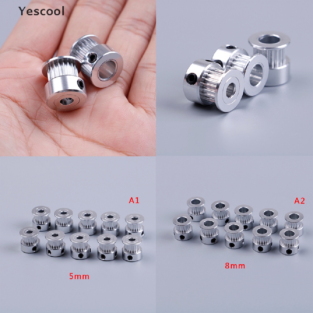 Yescool 10Pcs gt2 timing pulley 20 Gigi bore 5mm 8mm Untuk gt2 synchronous belt 2gt