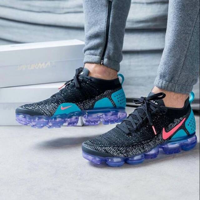 SEPATU NIKE AIR VAPORMAX FLYKNIT 2 "BLACK / HOT PUNCH" PREMIUM ORIGINAL. SEPATU RUNNING. NIKE MURAH
