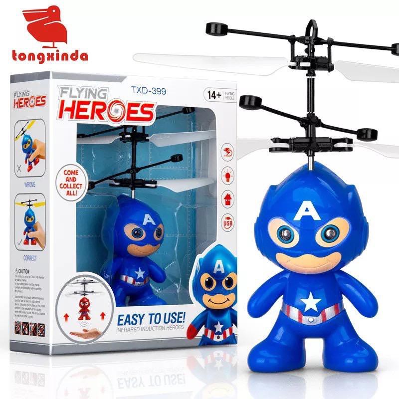 Flying Karakter boneka SUPER HERO DORAEMON HELLOKITTY helikopter terbang sensor tangan mainan anak