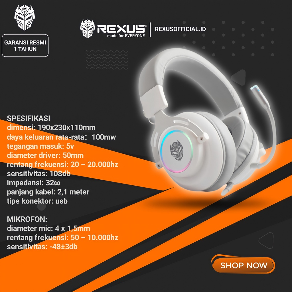 Headphone mic hetset Rexus Headset Gaming Thundervox Stream HX20