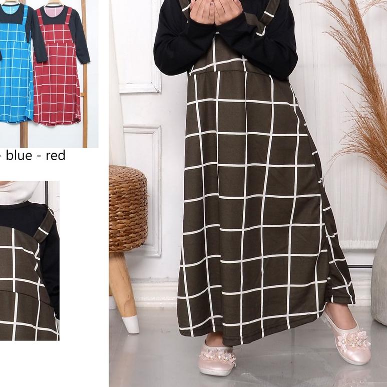 ☝ Westylis Gamis Anak Perempuan Model Overall Big Kotak ( 9-13tahun ) Gamis Anak Cantik Terbaru ♀