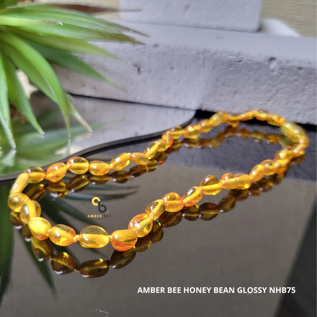 Kalung Amber Bayi &amp; Anak Premium Glossy Honey Beans NGHB75 By Amber Bee