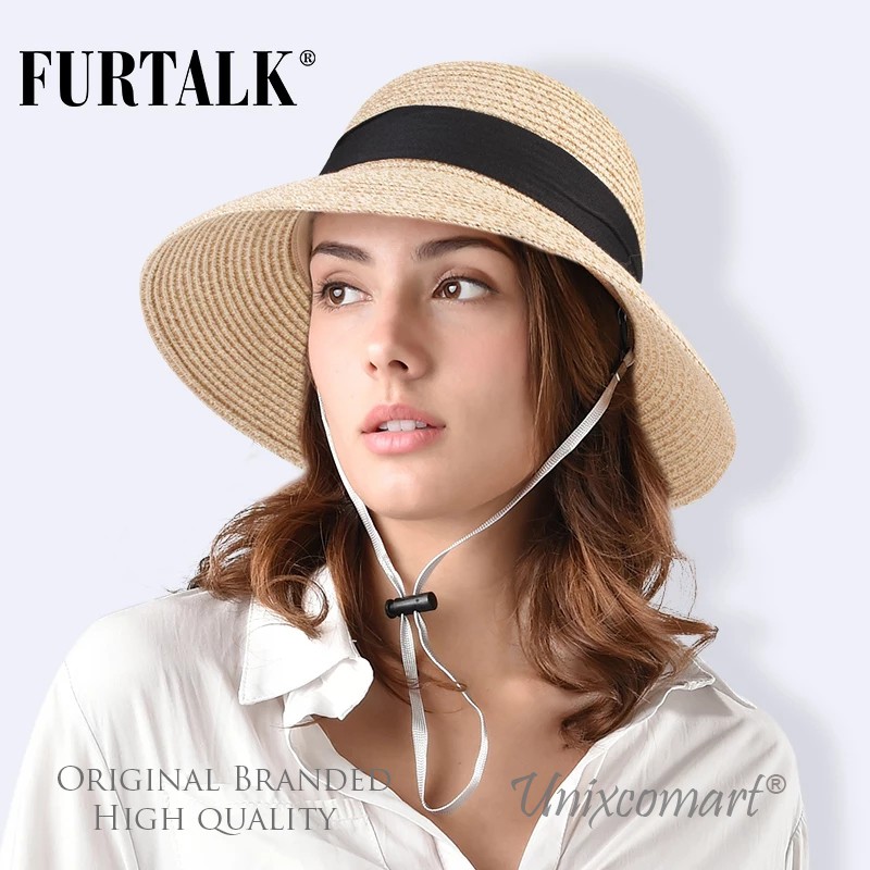 Furtalk SH020 Straw Hat Topi Pantai Rajut Panama Fedora Jerami