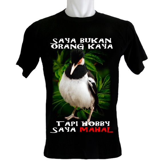 Indoshirt - Kaos Burung Jalak Suren Hobby Mahal - Bahan Katun - Kerah O - Ukuran 3XS sampai dengan 3