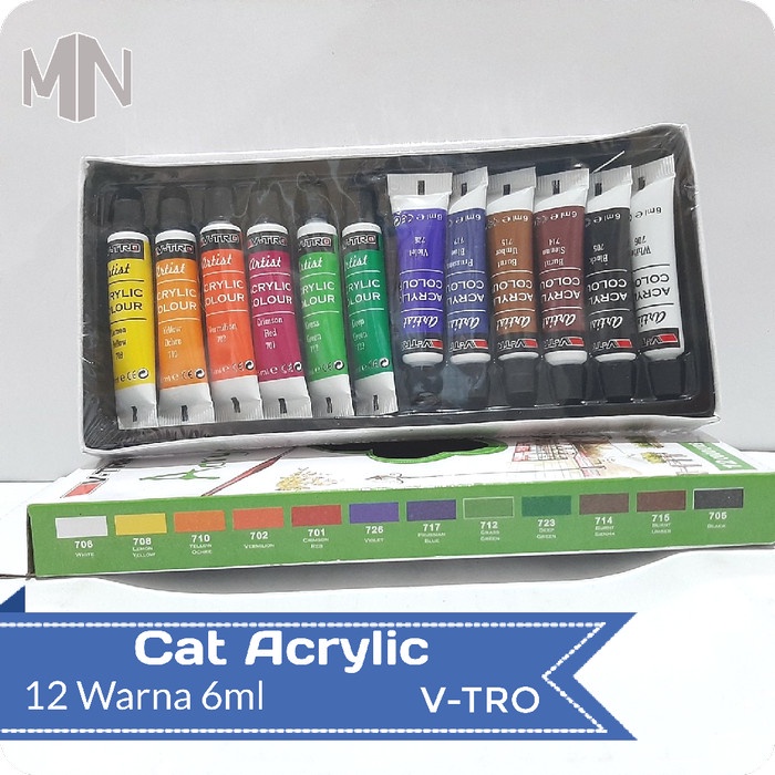 

Mantap Cat Acrylic 12 Warna 6Ml V-Tro Trendi