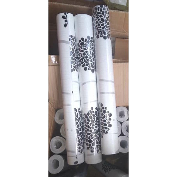 10 METER Wallpaper Dinding Motif Dandelion Hitam Bahan PVC Premium Berkualitas Terbaik (BISA COD)