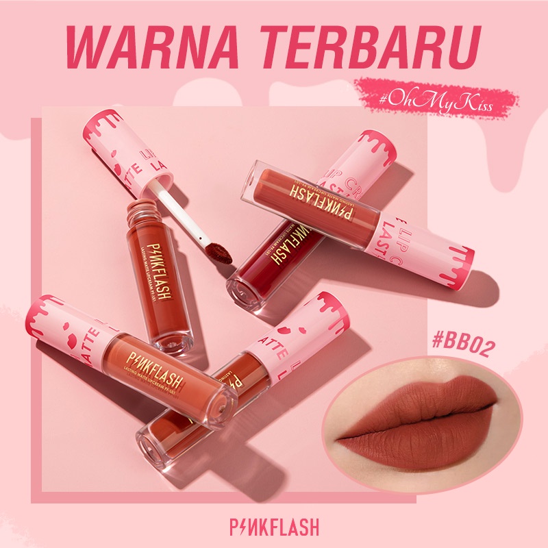 PINKFLASH Matte Lipstik Lembut Tahan Lama Pelembab Pigmentasi Tinggi Liquid Lipstick