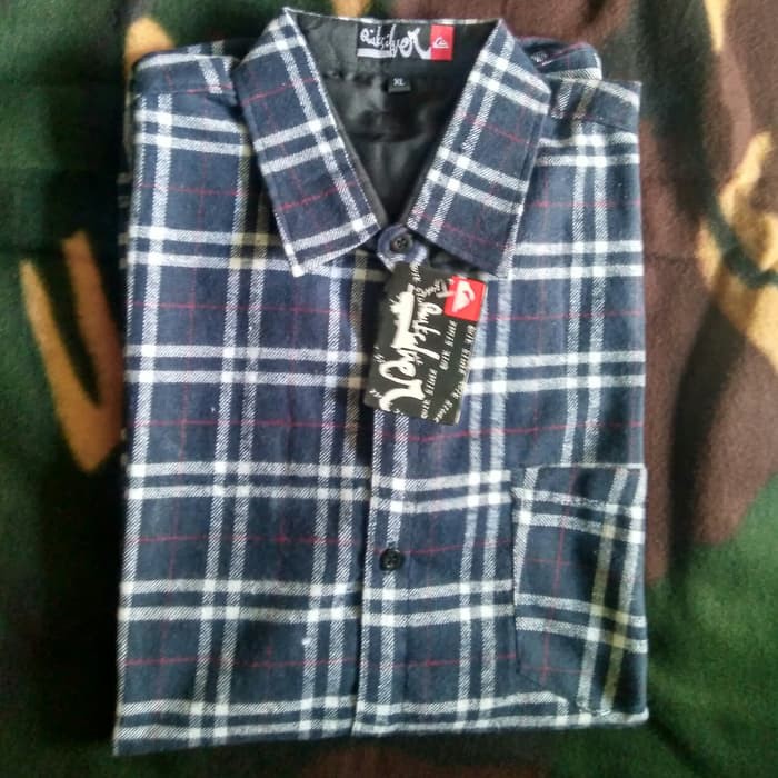 NEW FB KEMEJA FLANNEL QUIKSILVER PREMIUM FORMAL DAN KASUAL - HITAM PUTIH 6