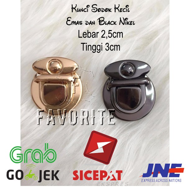 KUNCI SODOK EMAS / GOLD / BLACK NIKEL / BN KECIL (AKSESORIS TAS) - Hitam HARGA PER PCS