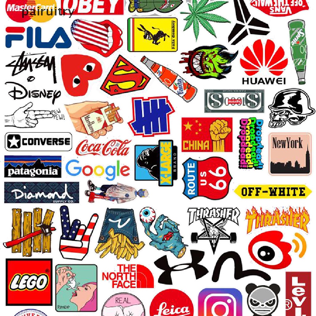 Prt 58Pcs Stiker LOGO Untuk Skateboard / Laptop / Koper / Gitar / Sepeda / Mobil PRT