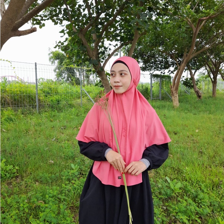 Jilbab ZHADIAH L Hijab Kerudung Bergo Tali Instan Terbaru Khimar Spandek Non Pad Murah-6