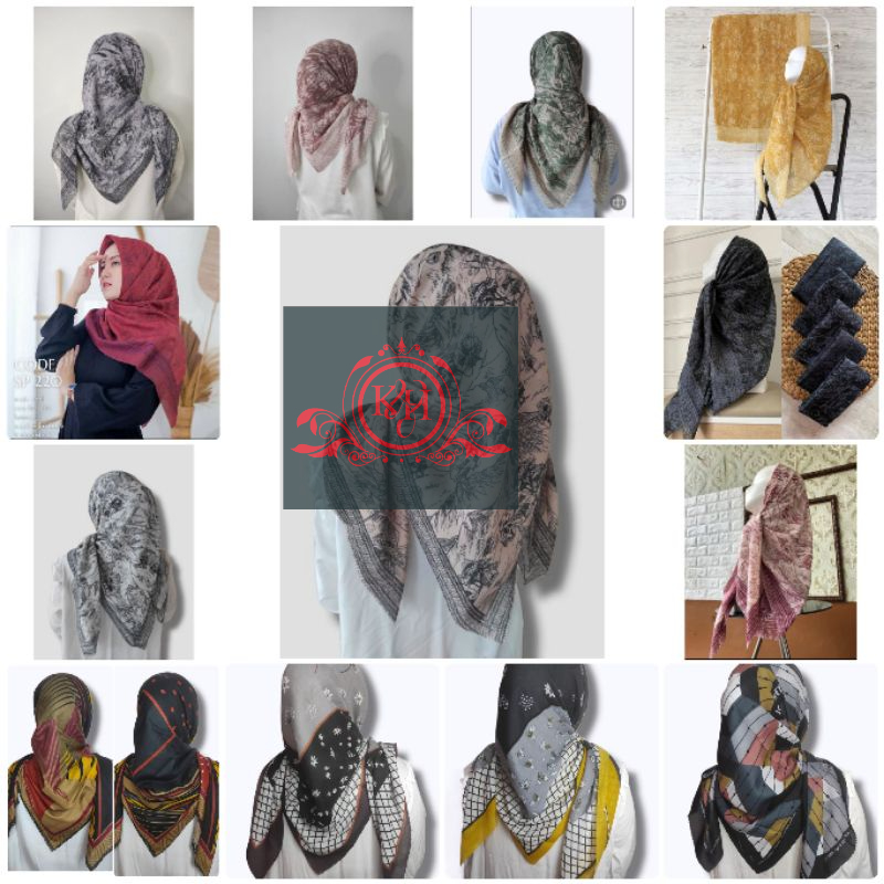 HIJAB SEGIEMPAT VOAL MOTIF LEOPARD MACAN PEGUNUNGAN BUTON KEYZ HIJAB KH0029