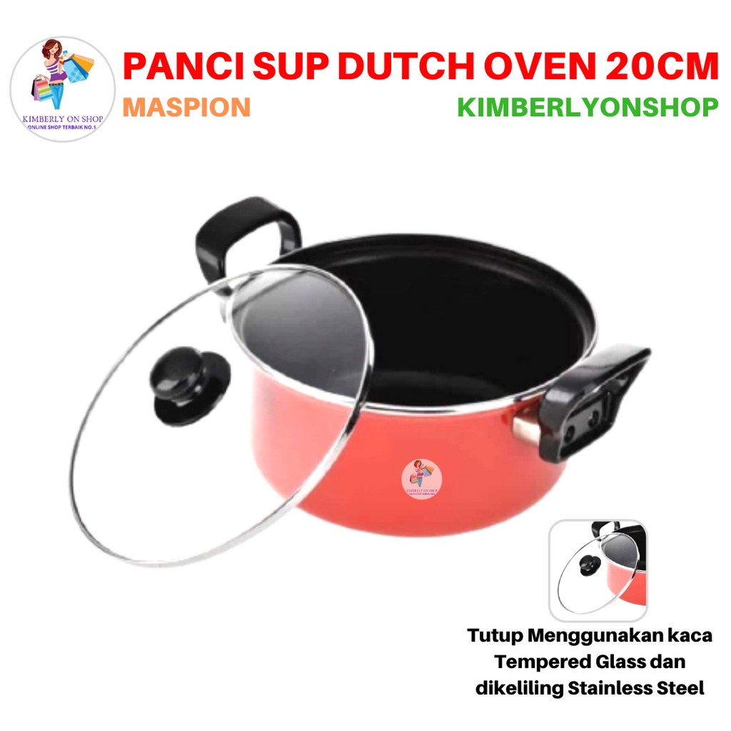 Panci Dutch Oven 20 cm Serbaguna Ebonit Handle Maspion Anti Lengket