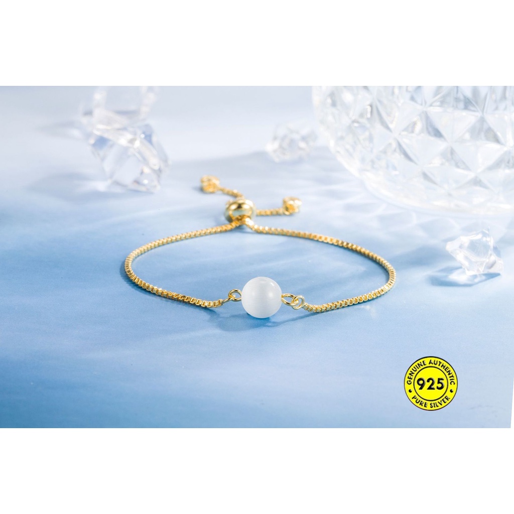 Gelang S925 Silver Adjustable Tahan Air Warna Emas Untuk Wanita