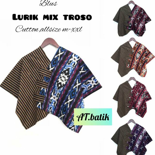 Blus motif lurik mix troso mat katun