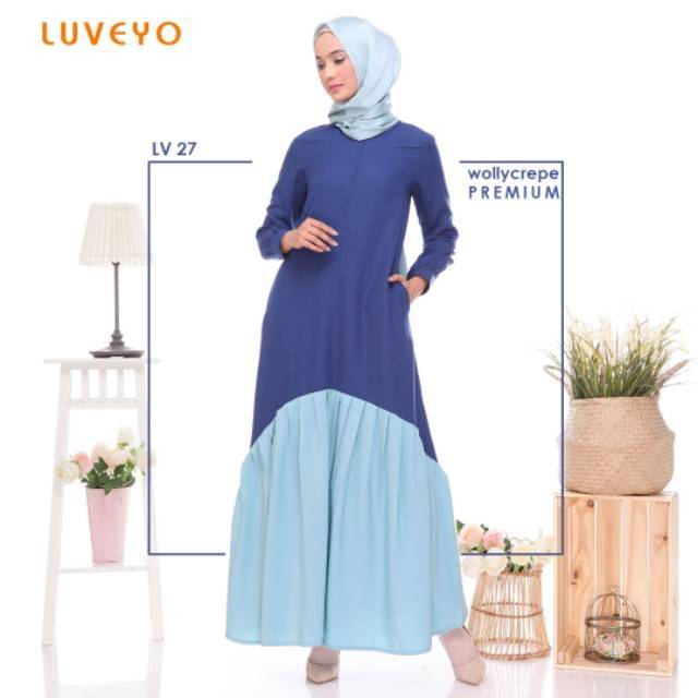Dress Wanita Muslim Bahan WollyCrepe Premium atau Gamis Luveyo LV 27